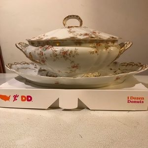 A large antique dip bowl with plate, made by H&C